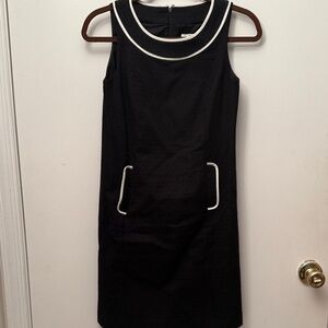 LOFT Black Mini Dress with White Trim